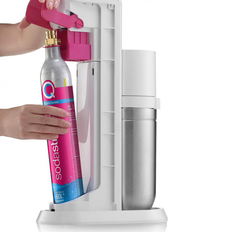 Резервен цилиндър за машина за газиране на вода SodaStream, CO2, Quick Connect, 425 g, 60 л, Инокс/розов