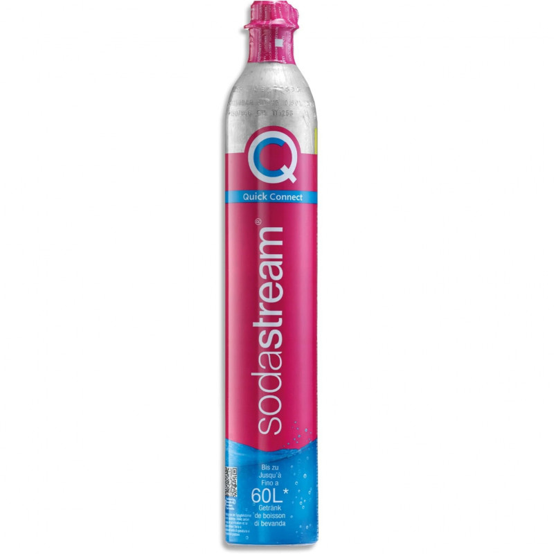 Резервен цилиндър за машина за газиране на вода SodaStream, CO2, Quick Connect, 425 g, 60 л, Инокс/розов