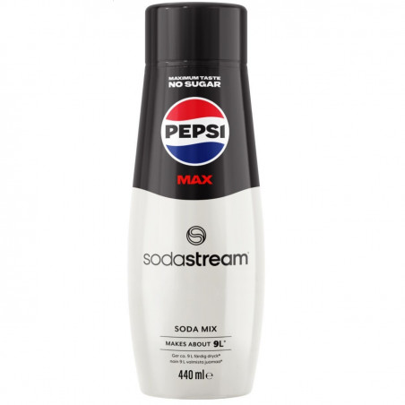 Концентриран сироп SodaStream Pepsi Max, 440 мл, До 9 л, Без алергени и ГМО, Бял/черен