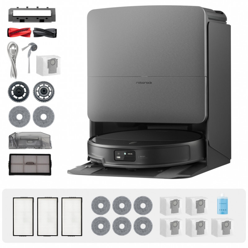 Прахосмукачка робот Roborock Saros 20 Complete Black, 65W, 36000 Pa, 259 мл/2.5 л, AdaptiLift 3.0, Сухо и мокро почистване, StarSight 2.0, 200 мин автономност, Черен