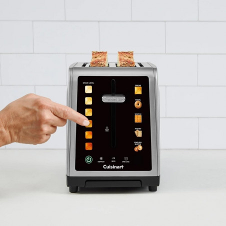 Тостер за хляб Cuisinart SimpliTouch XL RBT2200U, 1000W, 6 степени, 5 програми, Сензорно управление, Автоматично центриране, Инокс/черен