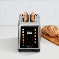 Тостер за хляб Cuisinart SimpliTouch XL RBT2200U, 1000W, 6 степени, 5 програми, Сензорно управление, Автоматично центриране, Инокс/черен
