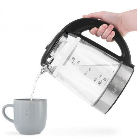 Електрическа кана за вода Cuisinart GK19E Double Glass, 3000W, 1.7 л, 50-100°C, 360° основа, Сензорно управление, Филтър, Индикатор, Инокс/черен
