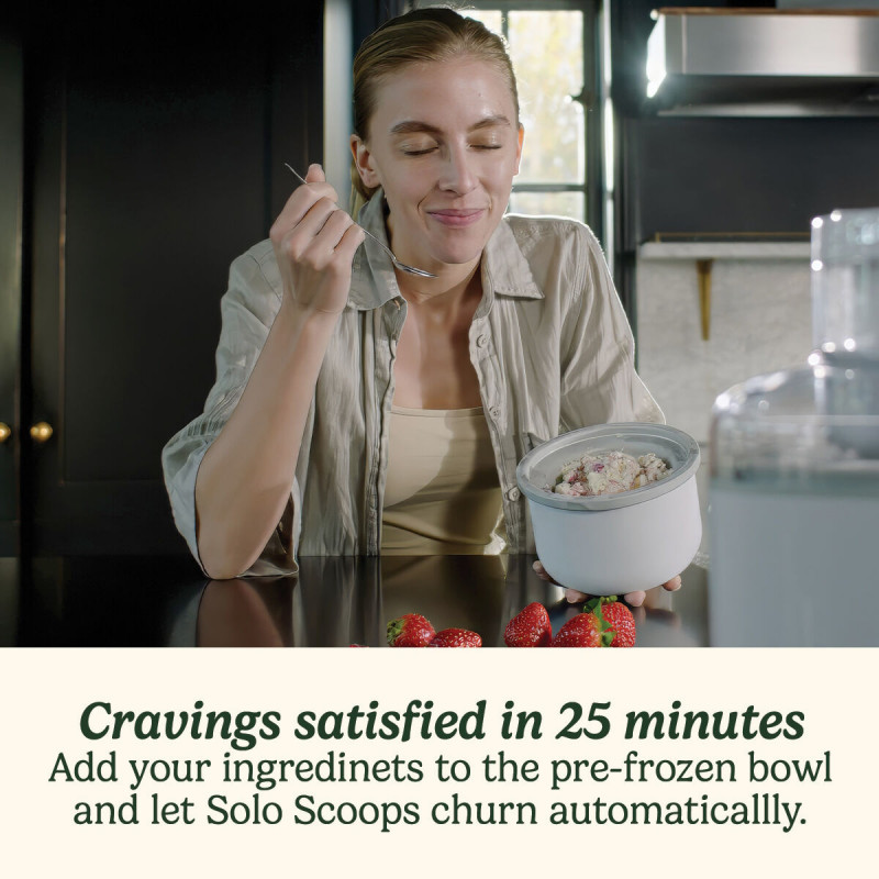 Машина за сладолед Cuisinart Solo Scoops ICEM10E, 25W, 475 мл, До 8 топки сладолед, Бял