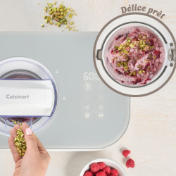 Машина за сладолед Cuisinart Freeze Ease ICE90E, 100W, 0.95 л, 3 програми, Компресор, Бял/сив