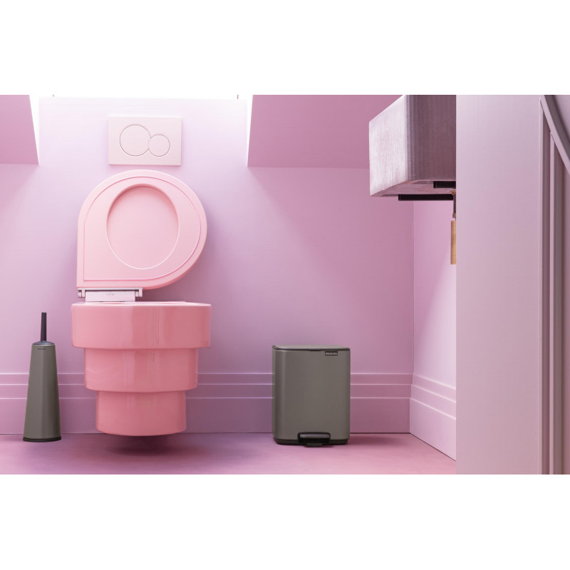 Кош за боклук Brabantia Bo Pedal 1010127, 7 л, Плавно затваряне, Гумирана основа, Тъмносив