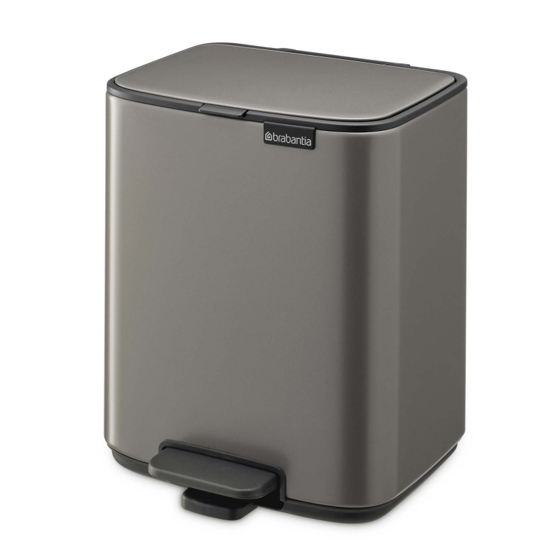 Кош за боклук Brabantia Bo Pedal 1010127, 7 л, Плавно затваряне, Гумирана основа, Тъмносив