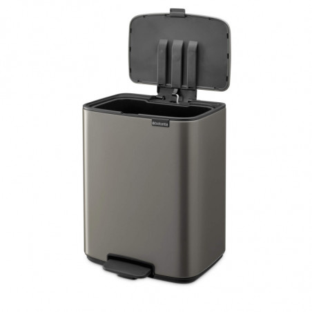 Кош за боклук Brabantia Bo Pedal 1010128, 12 л, Леко затваряне, Противоплъзгаща основа, Платинено сив