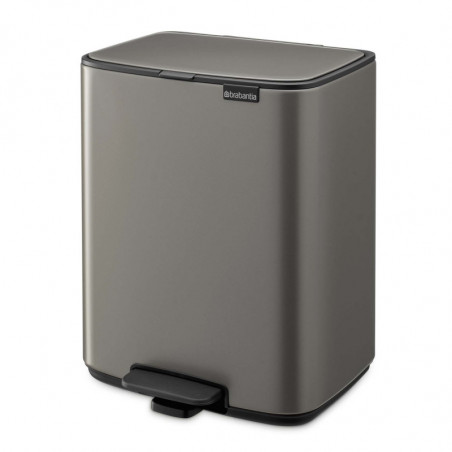 Кош за боклук Brabantia Bo Pedal 1010128, 12 л, Леко затваряне, Противоплъзгаща основа, Платинено сив