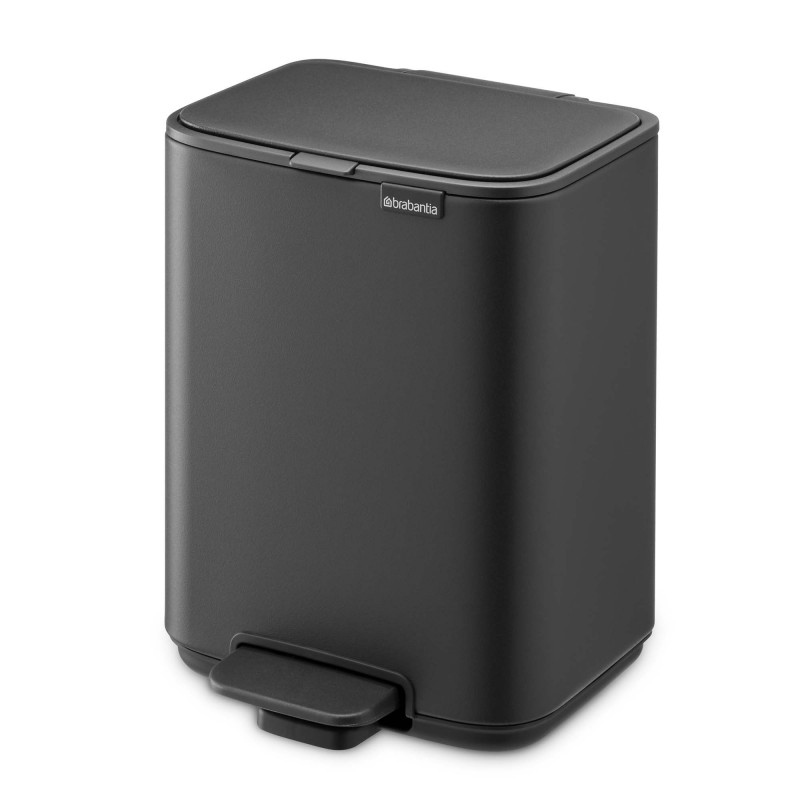 Кош за боклук Brabantia Bo Pedal 1010131, 4 л, Леко затваряне, Противоплъзгаща основа, Минерално покритие, Тъмносив