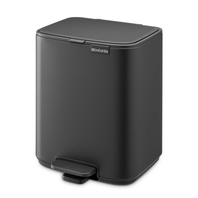 Кош за боклук Brabantia Bo Pedal 1010132, 7 л, Плавно затваряне, Гумирана основа, Минерално покритие, Тъмносив