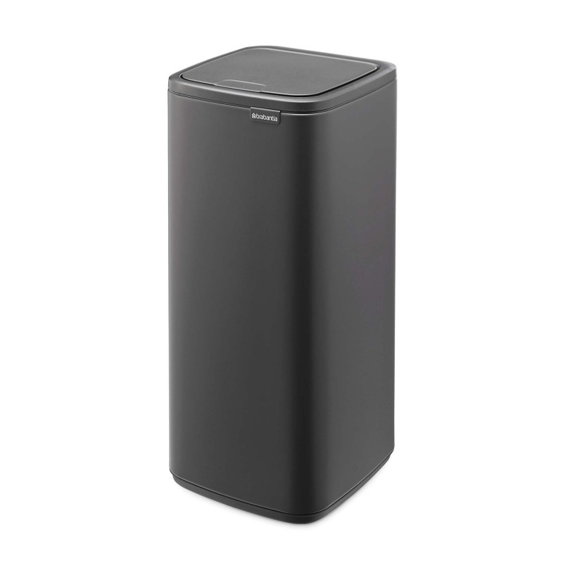 Кош за боклук Brabantia Bo Touch 1010135, 30 л, Плавно и безшумно отваряне, Голям отвор, Минерално покритие, Тъмносив