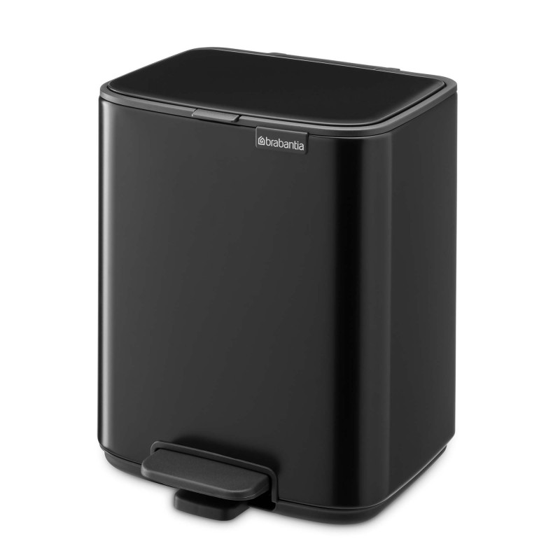 Кош за боклук Brabantia Bo Pedal 1010137, 7 л, Плавно затваряне, Гумирана основа, Черен мат