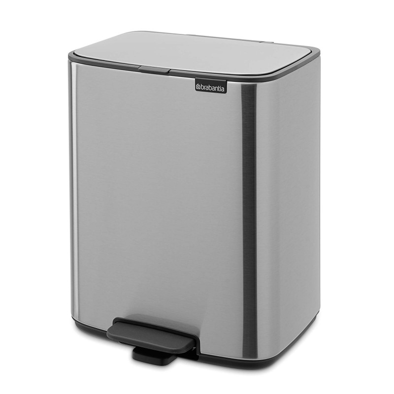 Кош за боклук Brabantia Bo Pedal 1010143, 12 л, Леко затваряне, Противоплъзгаща основа, Устойчив на пръстови отпечатъци, Инокс/Мат