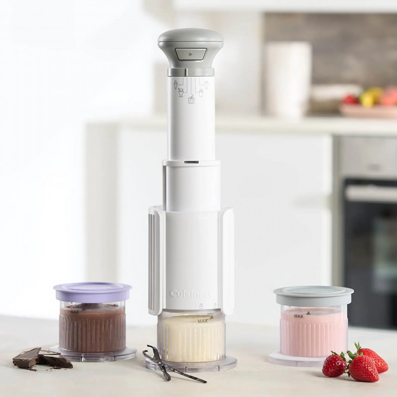 Машина за сладолед Cuisinart Freeze Wand ICEFD10E, 250W, 240 мл, 5 програми, Без BPA, Тиха работа, Бял