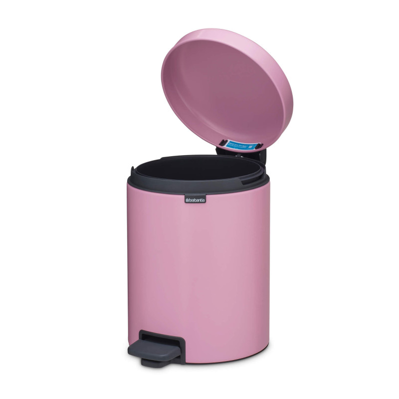 Кош за боклук с педал Brabantia NewIcon 1010439, 5 л, Леко затваряне, Противоплъзгаща основа, Розов