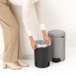Кош за боклук с педал Brabantia NewIcon 1010440, 12 л, Плавно затваряне, Противоплъзгаща основа, Светлосив