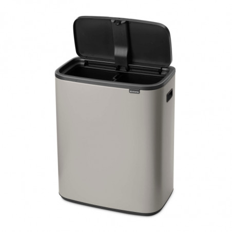 Кош за боклук Brabantia Bo Touch 1010456, 2x30 л, Плавно и безшумно отваряне, Голям отвор, Сив