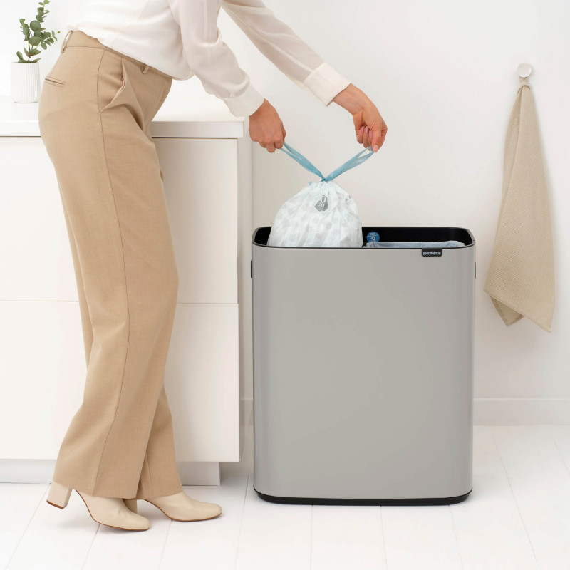 Кош за боклук Brabantia Bo Touch 1010456, 2x30 л, Плавно и безшумно отваряне, Голям отвор, Сив