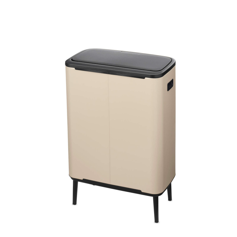 Кош за боклук Brabantia Bo Touch Hi 1010457, 60 л, Странични отвори за пренасяне, Регулируеми крака, Бежов