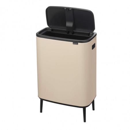 Кош за боклук Brabantia Bo Touch Hi 1010457, 60 л, Странични отвори за пренасяне, Регулируеми крака, Бежов