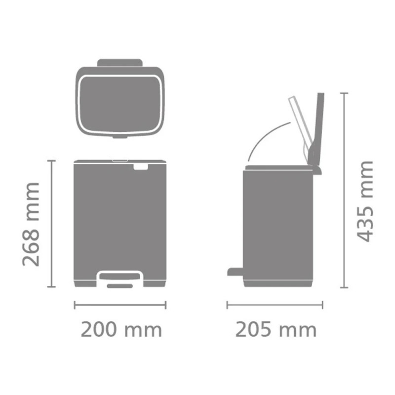 Кош за боклук Brabantia Bo Pedal 1010141, 4 л, Леко затваряне, Противоплъзгаща основа, Устойчив на пръстови отпечатъци, Инокс/Мат