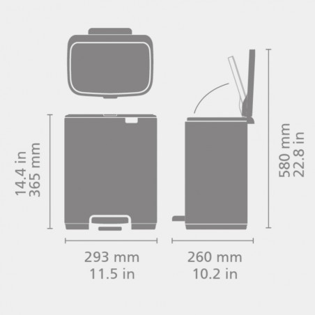 Кош за боклук Brabantia Bo Pedal 1010119, 12 л, Леко затваряне, Противоплъзгаща основа, Бял