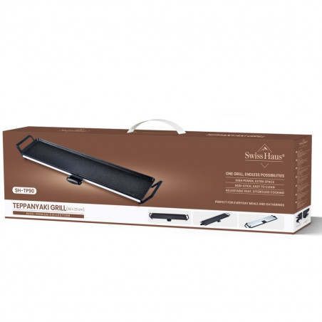 Тепаняки скара Swiss Haus SH-TP90, 2000W, 90х23 см, Керамично покритие, Подвижни части, Температурен контрол, Черен