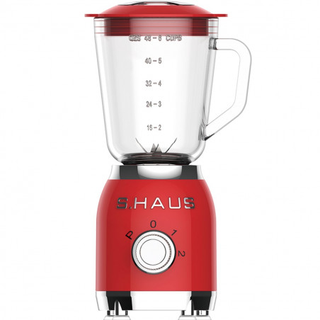 Блендер Swiss Haus SH-BL1915, 600W, 1.5 л, 20000 об/мин, 2 скорости + импулси, Турбо, Стъклена кана, Червен