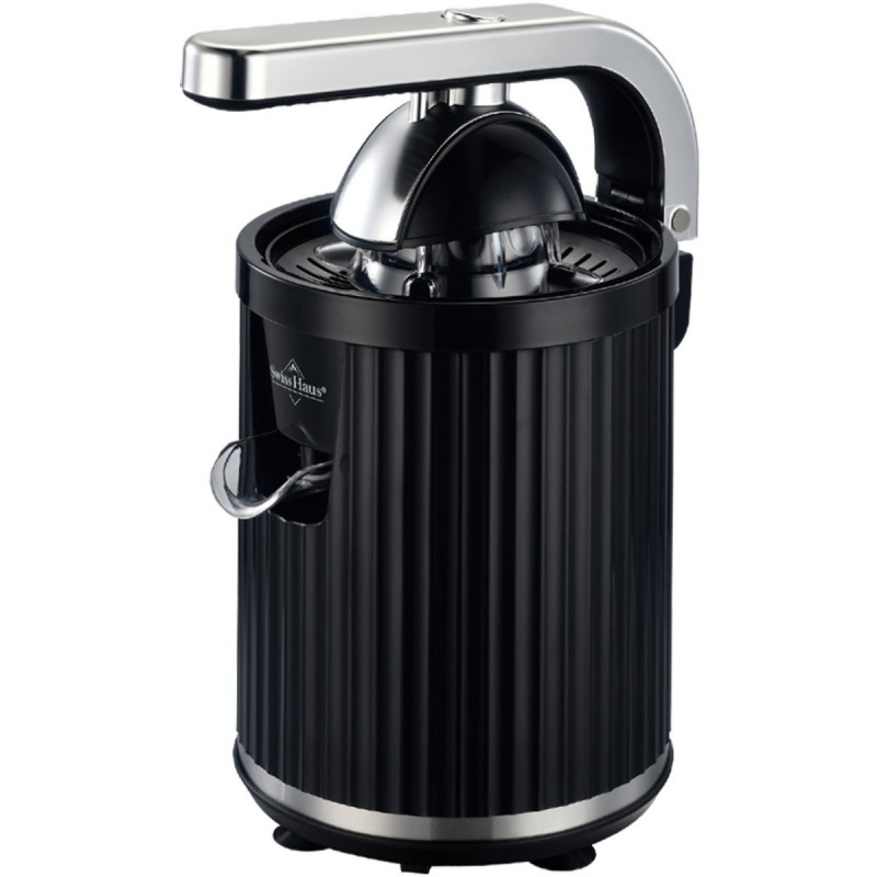 Електрическа цитрус преса Swiss Haus SH-CJ23, 300W, 1.2 л, Филтър, 2 конуса, Без BPA, Двупосочно въртене, Лост за притискане, Черен