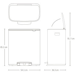 Кош за боклук Brabantia Bo Pedal 1010448, 60 л, Леко затваряне, Противоплъзгаща основа, Светлосив