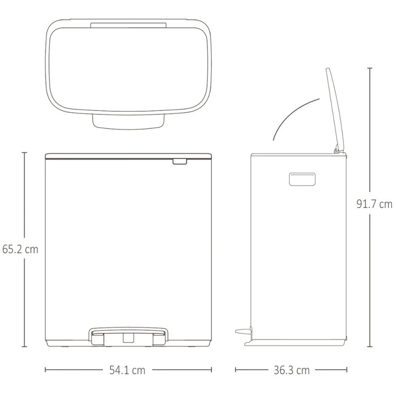 Кош за боклук Brabantia Bo Pedal 1010448, 60 л, Леко затваряне, Противоплъзгаща основа, Светлосив