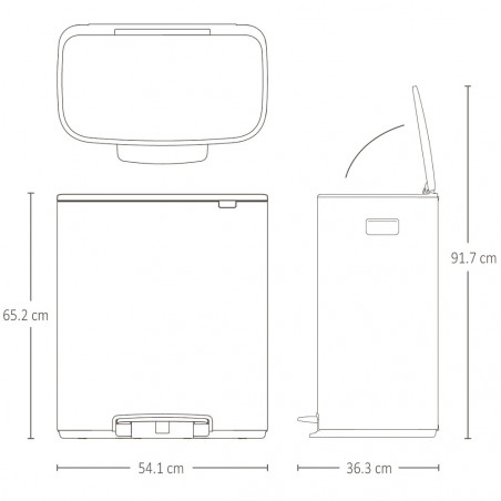 Кош за боклук Brabantia Bo Pedal 1010448, 60 л, Леко затваряне, Противоплъзгаща основа, Светлосив