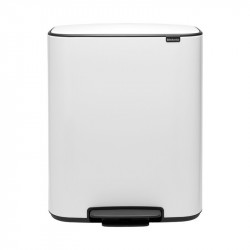 Кош за боклук Brabantia Bo Pedal 1003188, 2x30 л, Плавно затваряне, Противоплъзгаща основа, Бял