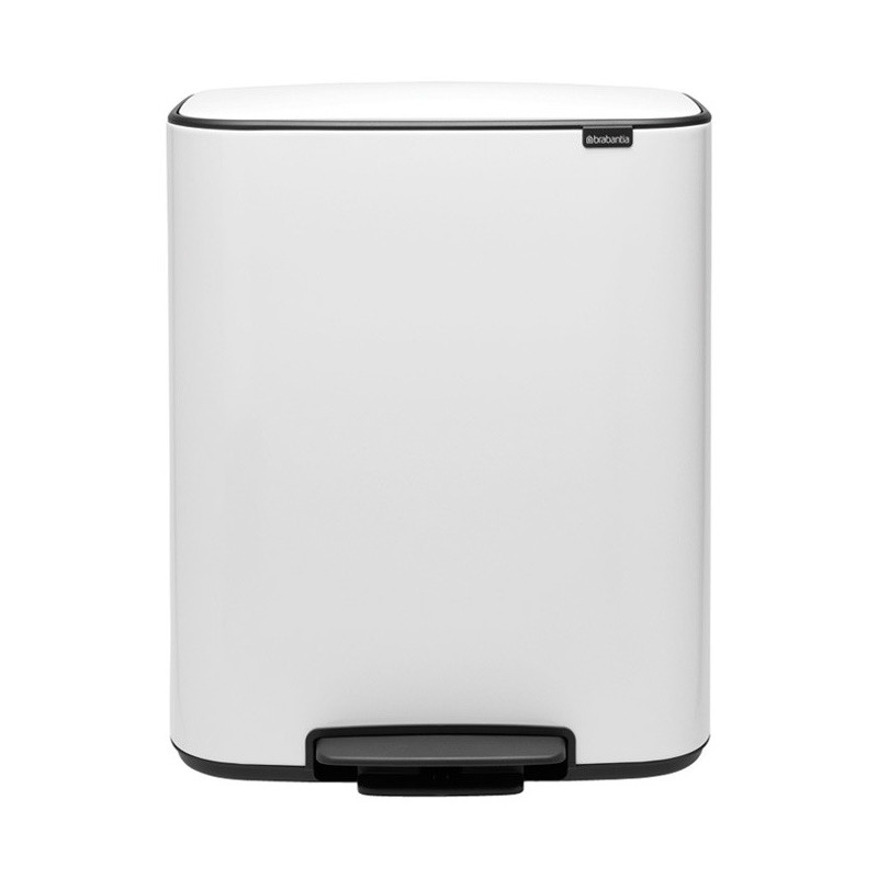 Кош за боклук Brabantia Bo Pedal 1003188, 2x30 л, Плавно затваряне, Противоплъзгаща основа, Бял