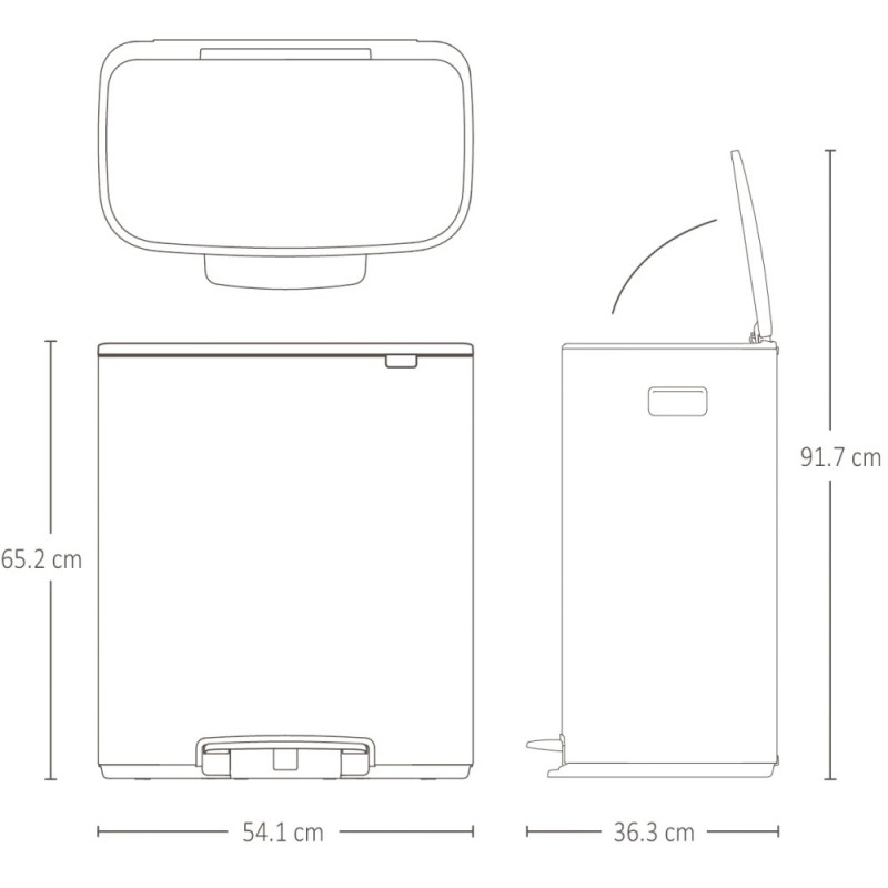 Кош за боклук Brabantia Bo Pedal 1003188, 2x30 л, Плавно затваряне, Противоплъзгаща основа, Бял