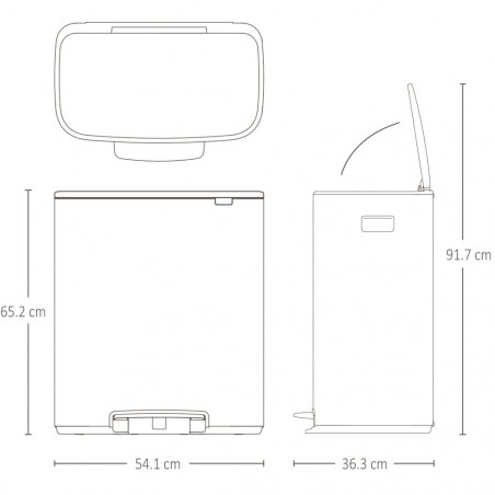 Кош за боклук Brabantia Bo Pedal 1003188, 2x30 л, Плавно затваряне, Противоплъзгаща основа, Бял