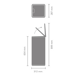 Кош за боклук Brabantia Bo Touch 1010121, 30 л, Плавно и безшумно отваряне, Голям отвор, Бял