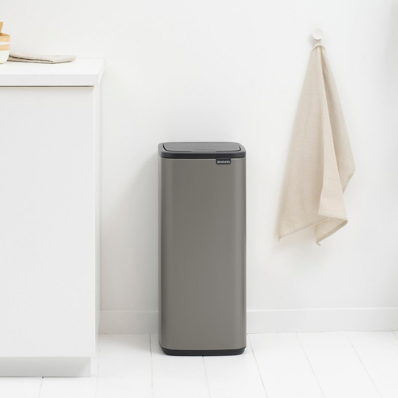 Кош за боклук Brabantia Bo Touch 1010130, 30 л, Плавно и безшумно отваряне, Голям отвор, Сив