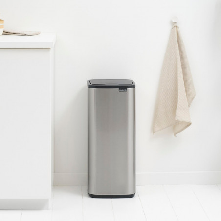 Кош за боклук Brabantia Bo Touch 1010145, 30 л, Плавно и безшумно отваряне, Голям отвор, Устойчив на пръстови отпечатъци, Инокс/Мат
