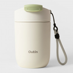Термочаша Outin Travel Tumbler, 350 мл, Топло 6ч, Студено 12ч, Неръждаема стомана 316L, Двойни стени, Вакуумна изолация, Пясъчно бял