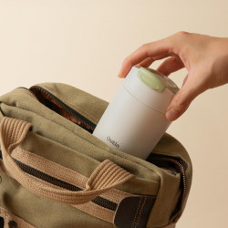 Термочаша Outin Travel Tumbler, 350 мл, Топло 6ч, Студено 12ч, Неръждаема стомана 316L, Двойни стени, Вакуумна изолация, Пясъчно бял
