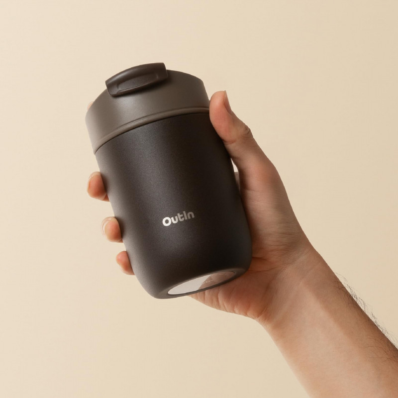 Термочаша Outin Travel Tumbler, 350 мл, Топло 6ч, Студено 12ч, Неръждаема стомана 316L, Двойни стени, Вакуумна изолация, Тера кафяв