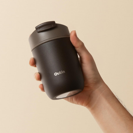 Термочаша Outin Travel Tumbler, 350 мл, Топло 6ч, Студено 12ч, Неръждаема стомана 316L, Двойни стени, Вакуумна изолация, Тера кафяв