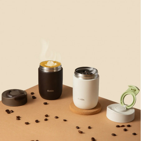 Термочаша Outin Travel Tumbler, 350 мл, Топло 6ч, Студено 12ч, Неръждаема стомана 316L, Двойни стени, Вакуумна изолация, Тера кафяв