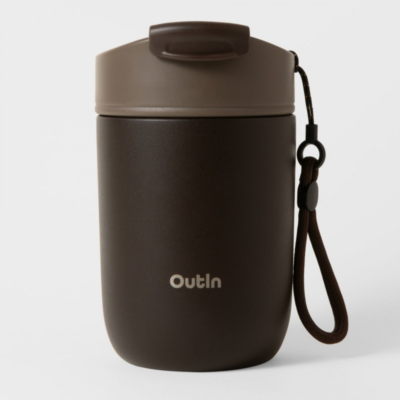 Термочаша Outin Travel Tumbler, 350 мл, Топло 6ч, Студено 12ч, Неръждаема стомана 316L, Двойни стени, Вакуумна изолация, Тера кафяв