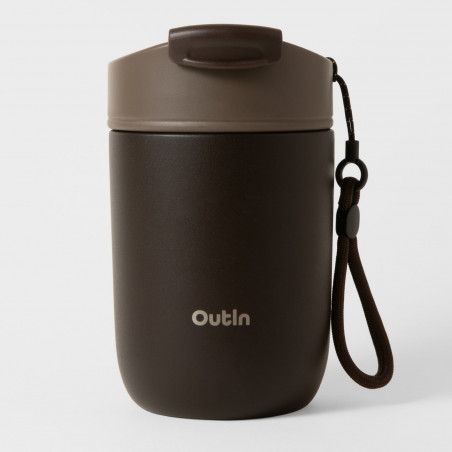 Термочаша Outin Travel Tumbler, 350 мл, Топло 6ч, Студено 12ч, Неръждаема стомана 316L, Двойни стени, Вакуумна изолация, Тера кафяв
