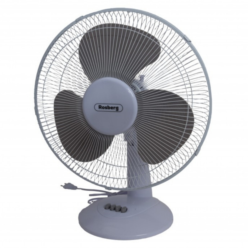 Настолен вентилатор Rosberg R51760B16, 40W, 40 см, 3 скорости, Оцилация, Регулируем наклон, Бял/сив