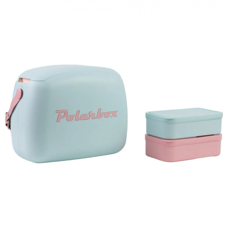 Хладилна чанта Polarbox Pop, 6 литра, Включени 2 кутии за обяд, Запазва студено до 24 часа, Син/Розов