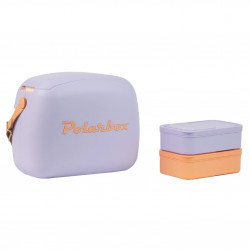 Хладилна чанта Polarbox Pop, 6 литра, Включени 2 кутии за обяд, Запазва студено до 24 часа, Лилав/Оранжев